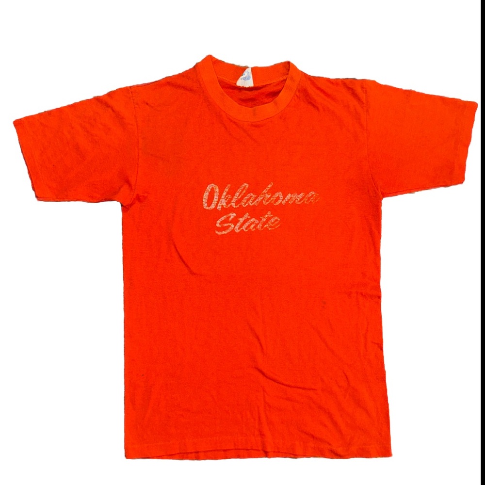 Oklahoma State single stitch vintage 90s tee OSU Cowboys large orange Tshirt